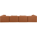  Manufacturer Color_Cognac -- Cube 144" Cognac Vegan Leather Upholstered 4 pc Modular Sofa IMAGE 3