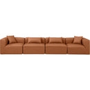  Manufacturer Color_Cognac -- Cube 144" Cognac Vegan Leather Upholstered 4 pc Modular Sofa IMAGE 4