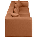  Manufacturer Color_Cognac -- Cube 144" Cognac Vegan Leather Upholstered 4 pc Modular Sofa IMAGE 5