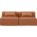  Manufacturer Color_Cognac -- Cube 72" Cognac Vegan Leather Upholstered 2 pc Armless Modular Loveseat IMAGE 4