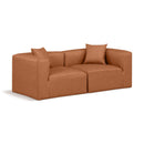  Manufacturer Color_Cognac -- Cube 72" Cognac Vegan Leather Upholstered 2 pc Modular Loveseat IMAGE 1