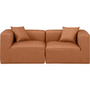  Manufacturer Color_Cognac -- Cube 72" Cognac Vegan Leather Upholstered 2 pc Modular Loveseat IMAGE 4