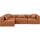 Meridian Cube Cognac Vegan Leather Modular Sectional IMAGE 4
