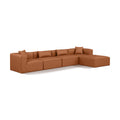  Manufacturer Color_Cognac -- Cube 144" Cognac Vegan Leather Upholstered 5 pc Modular Sectional IMAGE 1
