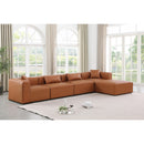  Manufacturer Color_Cognac -- Cube 144" Cognac Vegan Leather Upholstered 5 pc Modular Sectional IMAGE 2