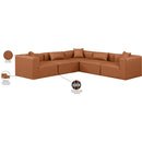 Meridian Cube Cognac Vegan Leather Modular Sectional IMAGE 10