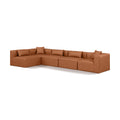  Manufacturer Color_Cognac -- Cube 144" Cognac Vegan Leather Upholstered 5 pc Modular Sectional IMAGE 1