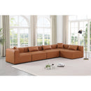  Manufacturer Color_Cognac -- Cube 144" Cognac Vegan Leather Upholstered 5 pc Modular Sectional IMAGE 2