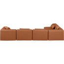 Meridian Cube Cognac Vegan Leather Modular Sectional IMAGE 3