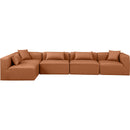 Meridian Cube Cognac Vegan Leather Modular Sectional IMAGE 4