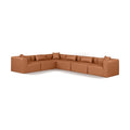  Manufacturer Color_Cognac -- Cube 144" Cognac Vegan Leather Upholstered 6 pc Modular Sectional IMAGE 1