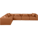  Manufacturer Color_Cognac -- Cube 144" Cognac Vegan Leather Upholstered 6 pc Modular Sectional IMAGE 3
