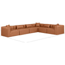  Manufacturer Color_Cognac -- Cube 144" Cognac Vegan Leather Upholstered 6 pc Modular Sectional IMAGE 9