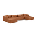  Manufacturer Color_Cognac -- Cube 144" Cognac Vegan Leather Upholstered 6 pc Modular Sectional IMAGE 1