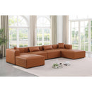  Manufacturer Color_Cognac -- Cube 144" Cognac Vegan Leather Upholstered 6 pc Modular Sectional IMAGE 2
