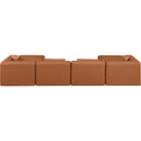 Manufacturer Color_Cognac -- Cube 144" Cognac Vegan Leather Upholstered 6 pc Modular Sectional IMAGE 3