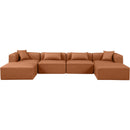 Meridian Cube Cognac Vegan Leather Modular Sectional IMAGE 4