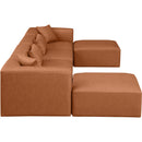  Manufacturer Color_Cognac -- Cube 144" Cognac Vegan Leather Upholstered 6 pc Modular Sectional IMAGE 5