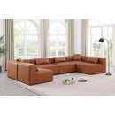  Manufacturer Color_Cognac -- Cube 144" Cognac Vegan Leather Upholstered 6 pc Modular Sectional IMAGE 2