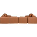  Manufacturer Color_Cognac -- Cube 144" Cognac Vegan Leather Upholstered 6 pc Modular Sectional IMAGE 3