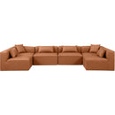  Manufacturer Color_Cognac -- Cube 144" Cognac Vegan Leather Upholstered 6 pc Modular Sectional IMAGE 4