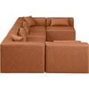  Manufacturer Color_Cognac -- Cube 144" Cognac Vegan Leather Upholstered 6 pc Modular Sectional IMAGE 5