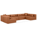  Manufacturer Color_Cognac -- Cube 144" Cognac Vegan Leather Upholstered 6 pc Modular Sectional IMAGE 8