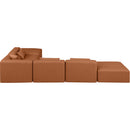  Manufacturer Color_Cognac -- Cube 144" Cognac Vegan Leather Upholstered 6 pc Modular Sectional IMAGE 5