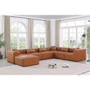  Manufacturer Color_Cognac -- Cube 144" Cognac Vegan Leather Upholstered 7 pc Modular Sectional IMAGE 2