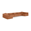  Manufacturer Color_Cognac -- Cube 180" Cognac Vegan Leather Upholstered 7 pc Modular Sectional IMAGE 1