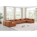  Manufacturer Color_Cognac -- Cube 180" Cognac Vegan Leather Upholstered 7 pc Modular Sectional IMAGE 2