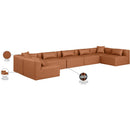  Manufacturer Color_Cognac -- Cube 180" Cognac Vegan Leather Upholstered 7 pc Modular Sectional IMAGE 9