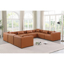  Manufacturer Color_Cognac -- Cube 144" Cognac Vegan Leather Upholstered 8 pc Modular Sectional IMAGE 2
