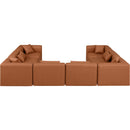  Manufacturer Color_Cognac -- Cube 144" Cognac Vegan Leather Upholstered 8 pc Modular Sectional IMAGE 3