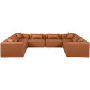  Manufacturer Color_Cognac -- Cube 144" Cognac Vegan Leather Upholstered 8 pc Modular Sectional IMAGE 4