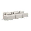  Manufacturer Color_Cream -- Cube 108" Cream Vegan Leather Upholstered 3 pc Armless Modular Sofa IMAGE 1