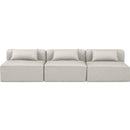  Manufacturer Color_Cream -- Cube 108" Cream Vegan Leather Upholstered 3 pc Armless Modular Sofa IMAGE 4