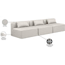  Manufacturer Color_Cream -- Cube 108" Cream Vegan Leather Upholstered 3 pc Armless Modular Sofa IMAGE 9