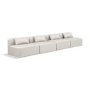  Manufacturer Color_Cream -- Cube 144" Cream Vegan Leather Upholstered 4 pc Armless Modular Sofa IMAGE 1