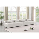  Manufacturer Color_Cream -- Cube 144" Cream Vegan Leather Upholstered 4 pc Armless Modular Sofa IMAGE 2