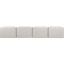  Manufacturer Color_Cream -- Cube 144" Cream Vegan Leather Upholstered 4 pc Armless Modular Sofa IMAGE 3