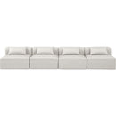  Manufacturer Color_Cream -- Cube 144" Cream Vegan Leather Upholstered 4 pc Armless Modular Sofa IMAGE 4
