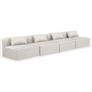  Manufacturer Color_Cream -- Cube 144" Cream Vegan Leather Upholstered 4 pc Armless Modular Sofa IMAGE 7
