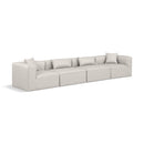  Manufacturer Color_Cream -- Cube 144" Cream Vegan Leather Upholstered 4 pc Modular Sofa IMAGE 1