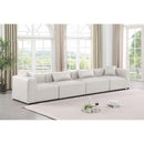  Manufacturer Color_Cream -- Cube 144" Cream Vegan Leather Upholstered 4 pc Modular Sofa IMAGE 2