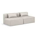  Manufacturer Color_Cream -- Cube 72" Cream Vegan Leather Upholstered 2 pc Armless Modular Loveseat IMAGE 1