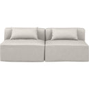  Manufacturer Color_Cream -- Cube 72" Cream Vegan Leather Upholstered 2 pc Armless Modular Loveseat IMAGE 4