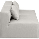  Manufacturer Color_Cream -- Cube 72" Cream Vegan Leather Upholstered 2 pc Armless Modular Loveseat IMAGE 5