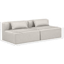  Manufacturer Color_Cream -- Cube 72" Cream Vegan Leather Upholstered 2 pc Armless Modular Loveseat IMAGE 7