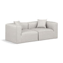  Manufacturer Color_Cream -- Cube 72" Cream Vegan Leather Upholstered 2 pc Modular Loveseat IMAGE 1